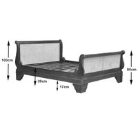 Lit traîneau Versailles en bois de mahogany massif avec tête de lit design moderne du milieu du siècle, taille personnalisable disponible, rangement intégré, pour chambre Queen/King