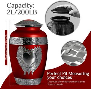 Urne Ailes Rouges Grande pour Cendres Humaines Urne Adulte pour Cendres Femmes Urnes de Crémation pour Cendres Homme Adulte Ailes d'Ange Taille Personnalisée Adulte - Product Image 2