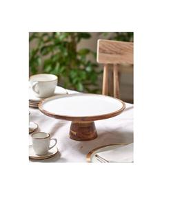Soporte de pastel de madera pulido a mano hecho para fiestas, decoración acogedora para el hogar o exhibición de mesa de comedor de vacaciones con temática rústica - Product Image 1