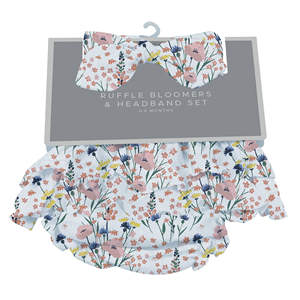 Ensemble de vêtements pour bébés filles, 2 pièces, en bambou doux et respirant, avec bloomers à volants et bandeau - Product Image 1