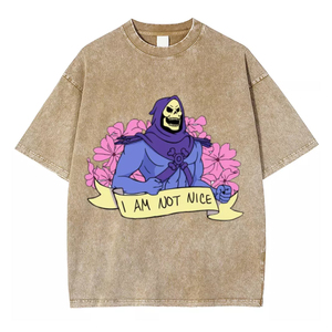 เสื้อยืดผ้าฝ้ายสำหรับผู้ชายเสื้อซักแบบกรดสำหรับผู้ใหญ่เสื้อคอกลมแขนครึ่งแขนพิมพ์ลายออกแบบได้ตามต้องการใส่สบายฤดูร้อน - Product Image 1