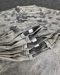 2025 col rond été hommes T-Shirt 100% coton Jersey coupe ample à manches courtes respirant tenue décontracté 300gsm couleur unie - Product Image 4