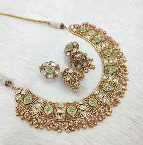 Meilleur Prix Indien Véritable Kundan Collier Ensemble Classique En Laiton Bijoux De Mariée pour Mariage Élégance Cadeau - Product Image 3