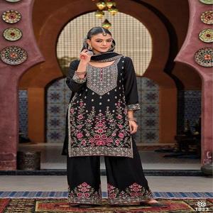 Moderne Fantaisie Tendance Dernier Designer Outfit Vente Chaude Hevey Chinon Salwar Suit & Dupatta Avec Broderie Fournisseur Indien - Product Image 1