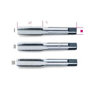 Set di 3 maschi da filettatura manuali per sgrossatura, intermedia e finitura, in acciaio al cromo - Product Image 1