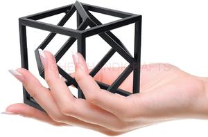 Aluminio decorativo pequeña escultura geométrica Cubo de Metal adornos decorativos decoración moderna para el hogar acento al por mayor - Product Image 3