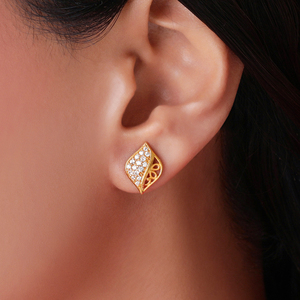 ชุดตุ้มหูทองกระดุม18K ชุดปลายง่ามสีทองและสีเหลืองขาวสำหรับปลูกในห้องปฏิบัติการต่างหูเพชรสำหรับเป็นของขวัญวันครบรอบ-DS0498 - Product Image 5