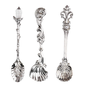 Servidor de ensalada con acabado plateado, mango decorativo, herramienta para servir, cubiertos de acero inoxidable, vajilla, cubiertos - Product Image 1