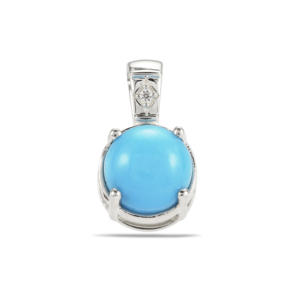 Pendentif en argent sterling avec turquoise Sleeping Beauty et zircon blanc 1,44 carats - Product Image 1