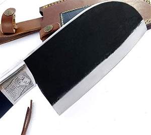 2025 couperet de couteau serbe en acier au carbone fait main professionnel avec lame tranchante de rasoir et gaine en cuir en vente - Product Image 3