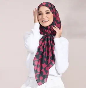 红宝石色穆斯林伊斯兰穿纯棉印花多尺寸女性可选围巾头巾