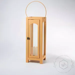 Linterna de madera de calidad superior con mango de metal plateado Decoraciones para el hogar y centros de mesa de boda Candelabros - Product Image 6