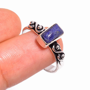 Anillo de Boda Clásico de Plata de Ley 925 con Piedra Preciosa de Lapislázuli para Compromiso, Aniversario, Fiesta, Regalo, Anillos Finos, Categoría de Producto - Product Image 3