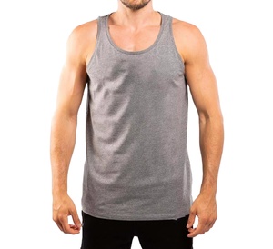 Débardeur pour homme en coton et polyester, sans manches, t-shirt de sport, veste de fitness respirante, décontractée, fournisseur OEM - Product Image 1