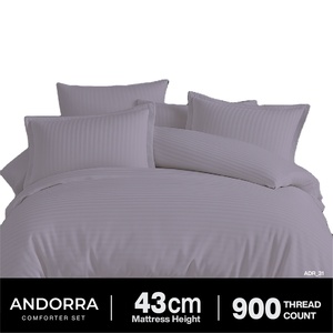Drap plat Reine d'Andorre 900TC Microfibre Satin Écologique 360 Sangle Élastique Motif Rayures Couleurs unies - Product Image 3