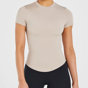 Camisetas para correr para mujer, ropa de Yoga hecha con logotipo personalizado, ropa deportiva para gimnasio de manga corta para mujer, camisetas para correr a la venta, precio razonable - Product Image 3