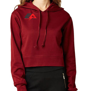 เสื้อฮู้ดคอตตอนโอเวอร์ไซส์ของผู้หญิงเสื้อสเวตเตอร์แบบสวมหัวมีซิปเสื้อครอปไซส์พิเศษออกแบบโลโก้ได้ตามต้องการ - Product Image 1