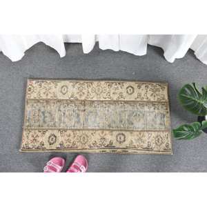 Classique Beige 1.5X3 ft laine tapis fait main Patchwork Design tapis turcs pour salon chevet Rectangle forme Latex support - Product Image 1