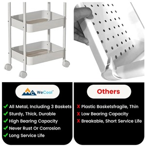 2-Tier Stainless Steel Fruits and Vegetables <b>Trolley</b> Cooking Tool Set for Convenient Storage and Presentation - Product Image 3