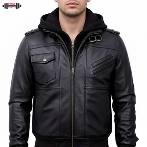 Chaqueta de Invierno de Cuero Genuino Negro para Hombre, Resistente, Impermeable, Transpirable, de Alto Rendimiento, para Clima Frío - Product Image 4