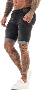 Short en jean avec logo personnalisé Streetwear pour hommes Short en jean avec design personnalisé en relief Short en jean avec chaîne imprimée et pierres pour hommes - Product Image 3