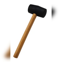 Marteau en cuir noir avec manche en bois, tête ronde de 180 g, outil d'installation pour carrelage, sol, cuisine, salle de bain