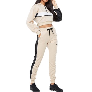 Femmes velours broderie haut court à capuche et sweat-shirt ensemble 2 pièces survêtements pour hiver femme tenue de sport 2026 - Product Image 1