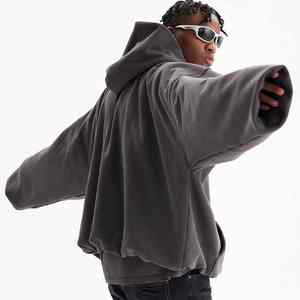Sudadera con capucha de gran tamaño de peso pesado de cuello alto Logotipo personalizado Hombres Streetwear Sudadera con capucha para hombres - Product Image 4
