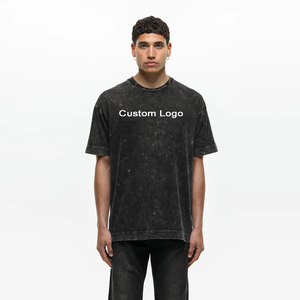 Camiseta de lavado ácido de gran tamaño para hombre personalizada/camiseta de lavado ácido de gran tamaño logotipo personalizado/camiseta de marca bordado de impresión - Product Image 3