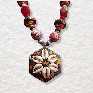 Meker Rang จี้สร้อยคอโมเสค cowrie รูปร่างดอกไม้จำนวนทางศาสนาคลาสสิกชาติพันธุ์เปลือกเพชรทันสมัยสำหรับปาร์ตี้ของขวัญ - Product Image 6