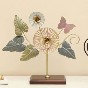 Elegante acento de metal con temática de hojas de Lupin Instalación de mesa duradera para decoración interior del hogar - Product Image 1