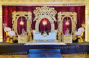 Décor de scène traditionnel hindou marathi doré Maharaja en fibre de verre, professionnel, moderne, durable, taille et couleur personnalisables - Product Image 4