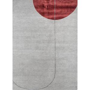 Tapis en laine et soie de bambou noué à la main Sthir, motif abstrait gris et noir, épaisseur 10 mm, pour salon, couloir, maison - LRB-7094 - Product Image 1