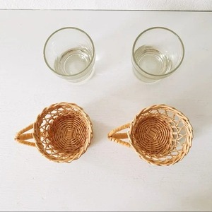 Juego de tazas de ratán para beber, cubierta envuelta con mango, jarra de vidrio, decoración de mesa de cocina, superventas - Product Image 3