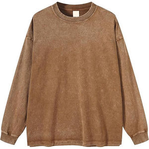 Sudaderas con capucha lavadas con ácido y logotipo personalizado sudaderas 100% algodón de rizo francés Sudaderas con cuello redondo y hombros caídos al por mayor a precio barato - Product Image 1