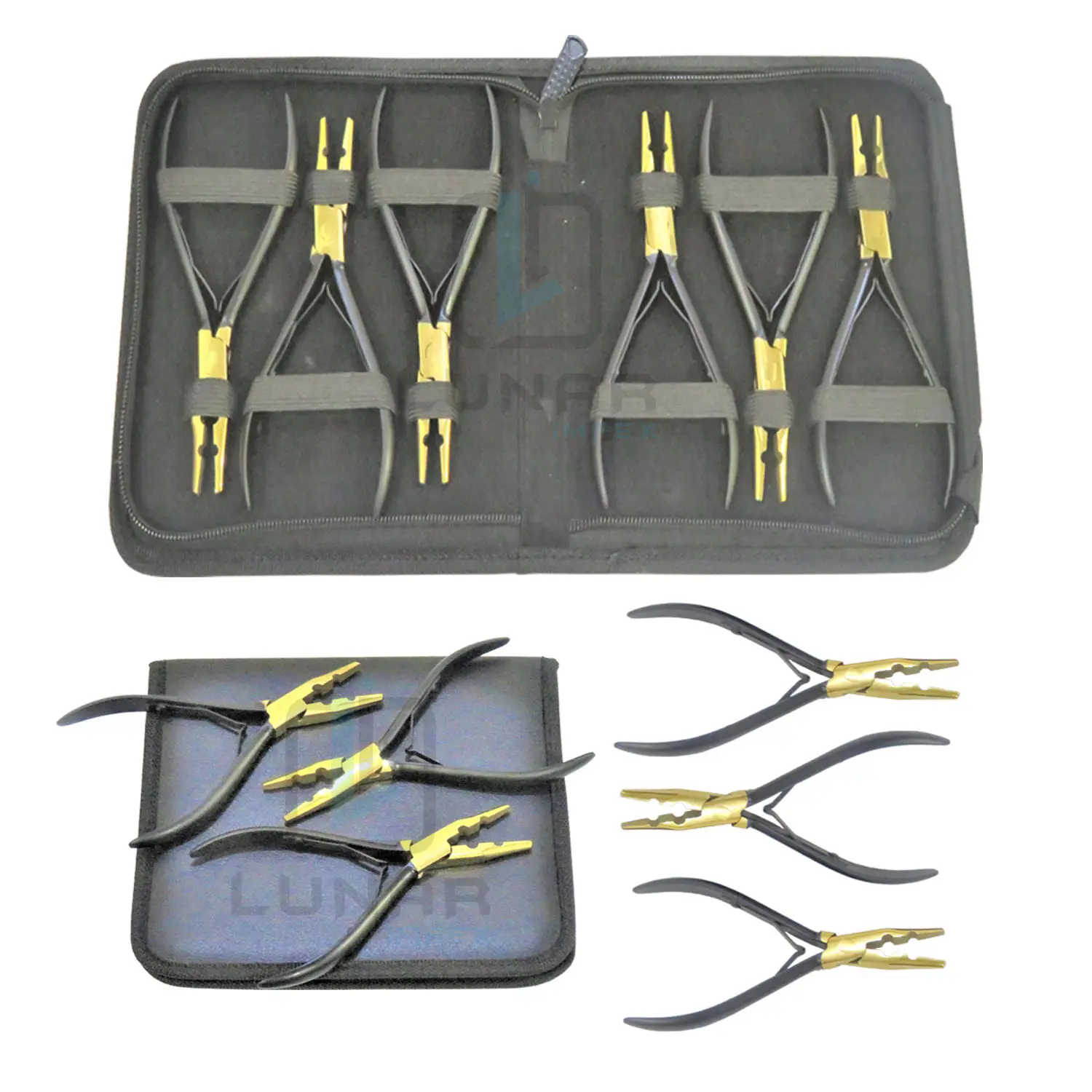 Wholesale Micro Ring Kit Pliers Hair Extensions Extension Hair Removal Pliers Micro Rings Applicator In Black Gold Plasma Color