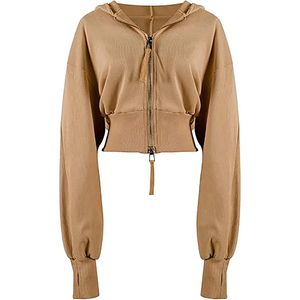 Best Selling Casual Women's Crop Top Hoodie Cotton-Rich Warm Polyester Blend Washed Comfort Sustainability Winter Embroidery - Product Image 6