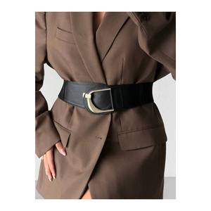 Ceinture élastique pour femme avec boucle dorée, ceinture pour veste, ceinture pour chemise, ceinture pour robe - Noir - Product Image 6
