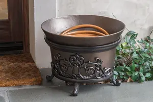 Olla de manguera de Metal de hierro con acabado de cobre personalizado para decoración de jardín al aire libre, olla de manguera de cobre para sujeción de tubería de agua de jardín - Product Image 4