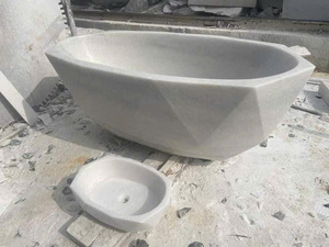 Bañera independiente de superficie sólida ovalada-Bañera de resina de piedra mate suave para baños - Product Image 5