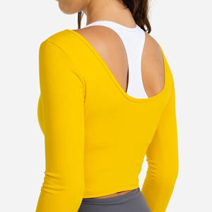 Haut court uni avec logo personnalisable, manches longues, col rond et matière douce pour l'été. - Product Image 4