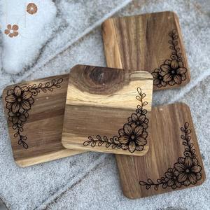 HF <b>Crafts</b> Factory Wholesale Custom Walnut <b>Wood</b> Coasters Classic Style Round Square <b>Blanks</b> <b>for</b> Drink Set - Product Image 3