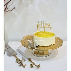 Handcrafted Wood Aluminum Eco-Friendly Modern <b>Cake</b> <b>Stand</b> with Serverware Spoons & Knives-Deluxe Quality Hotel Use - Product Image 1
