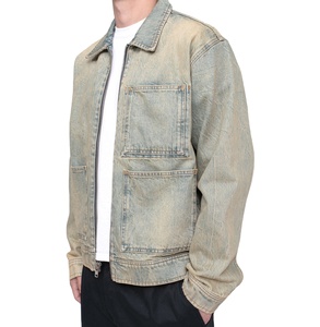 Chaqueta Vaquera Informal de Moda, Transpirable, para Exteriores, Estilo Urbano, Otoño Invierno, Lavada, de Sarga, Mangas Largas, para Hombre - Product Image 4