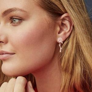 Jeulia Flowering Rose <b>Stud</b> Earrings Rose Gold Tone Sterling <b>Silver</b> - Product Image 5