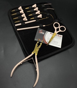 Juego de Pinzas para Extensiones de Cabello con Microperlas Cosidas, Color Nude Peach Tan Gold, Logotipo Personalizado, Acero Inoxidable de Grado Quirúrgico, Herramientas Ecológicas - Product Image 4