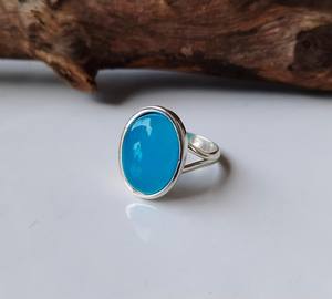 แหวนเงินสเตอริ่งชุบเคลือบสีธรรมชาติขนาด7x9มม. เครื่องประดับแฟชั่นทำมือแหวนเงินแท้สุด925 - Product Image 5