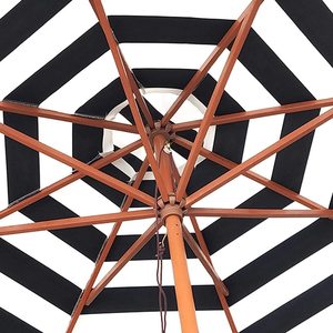 <span class=keywords><strong>Sombrilla</strong></span> Clásica a Rayas Blancas y Negras con Poste <span class=keywords><strong>de</strong></span> Madera para Decoración Costera y Náutica - Product Image 5