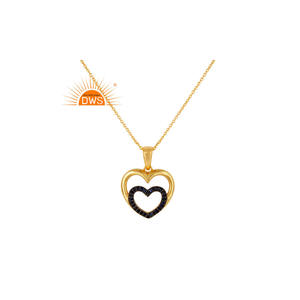 Vente chaude Spécial Coeur Conception Bleu Saphir Pendentif Collier 18k Plaqué Or Bijoux En Gros 925 Collier En Argent - Product Image 1