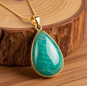 Chaîne délicate en argent Sterling 925 tenue quotidienne bohème naturel Amazonite goutte forme ronde pendentif lunette réglage cristal de guérison - Product Image 2